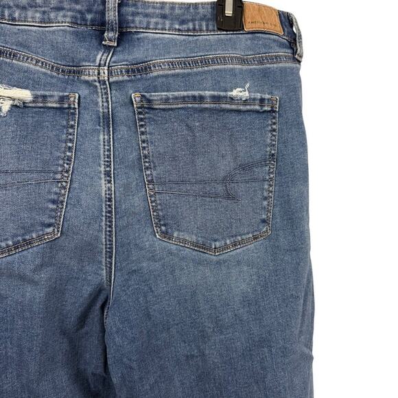 American Eagle Super High Rise Flare Medium Wash Next Level Stretch Jeans sz 14 - Picture 11 of 16